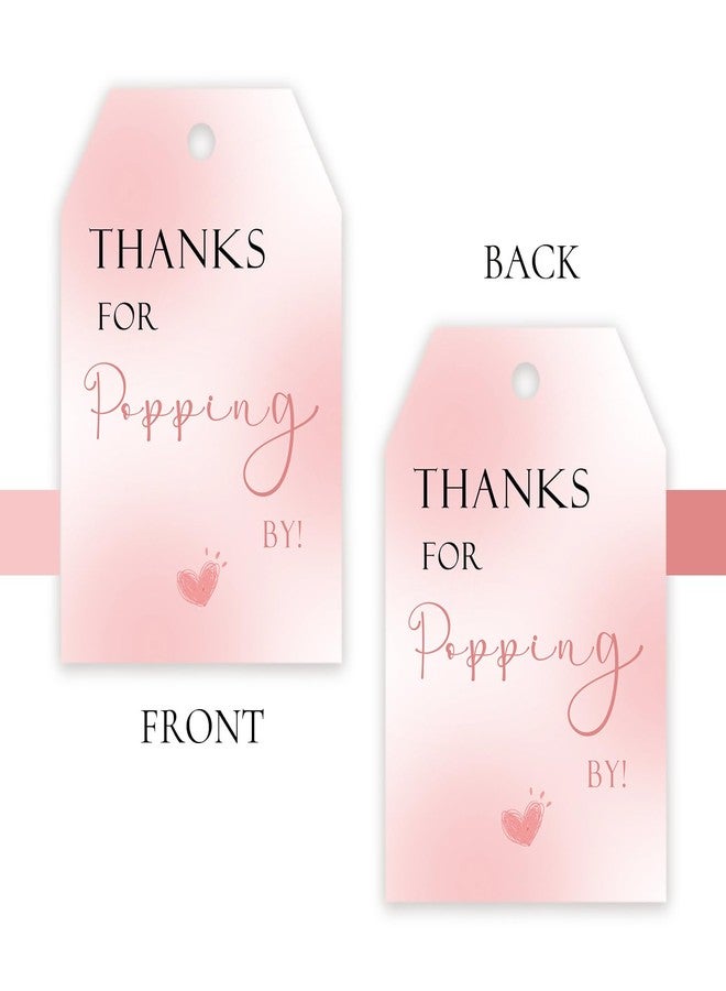 FORSHEEP 50pcs Thanks for Popping by Tags, Pink Gift Tag with String for Wedding Party, Popping by Thank You Paper Tags for Girl Birthday Party Favors - Image 4